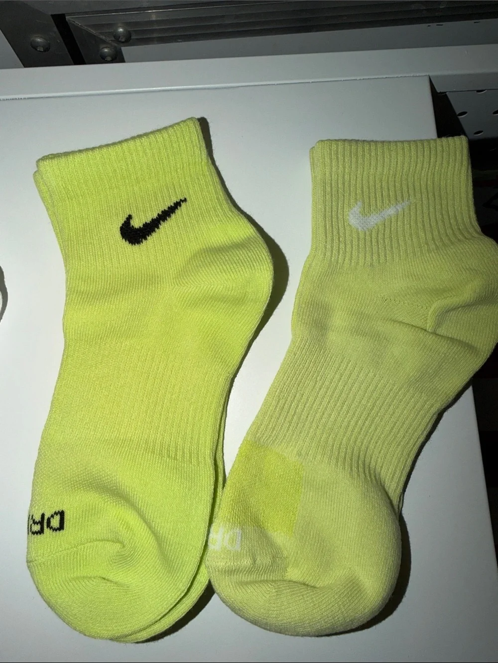 Nike Athletic Crew Socks - White and Neon Yellow (3-Pack)